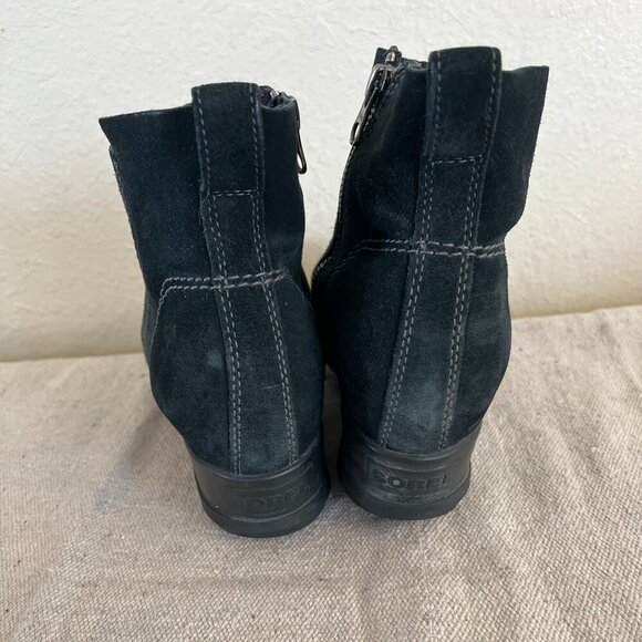 Sorel Leather Evie Black Leather Waterproof Outdoor Side-zip Boots Sz 8.5 - Picture 4 of 10